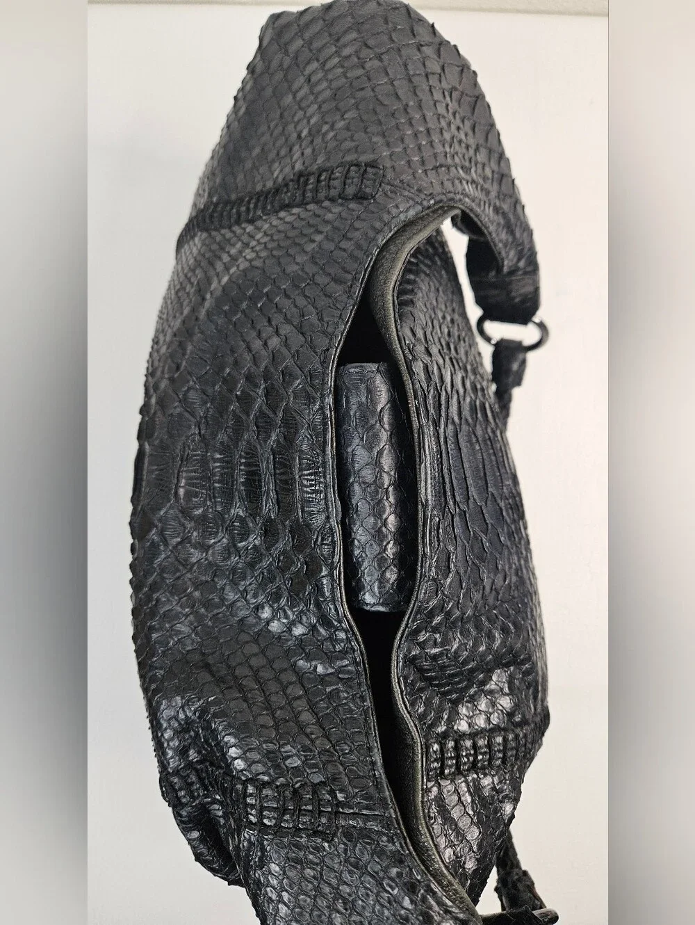 Vintage Carlos Falchi Genuine Python Snake Skin & Leather Shoulder Bag Exotic